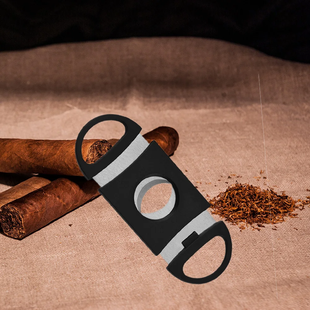 Практичный фирменный резак для сигар, Гильотинная резка из нержавеющей стали с пластиковыми ручками, уличный портативный инструмент для сигар, подарок курильщику 1