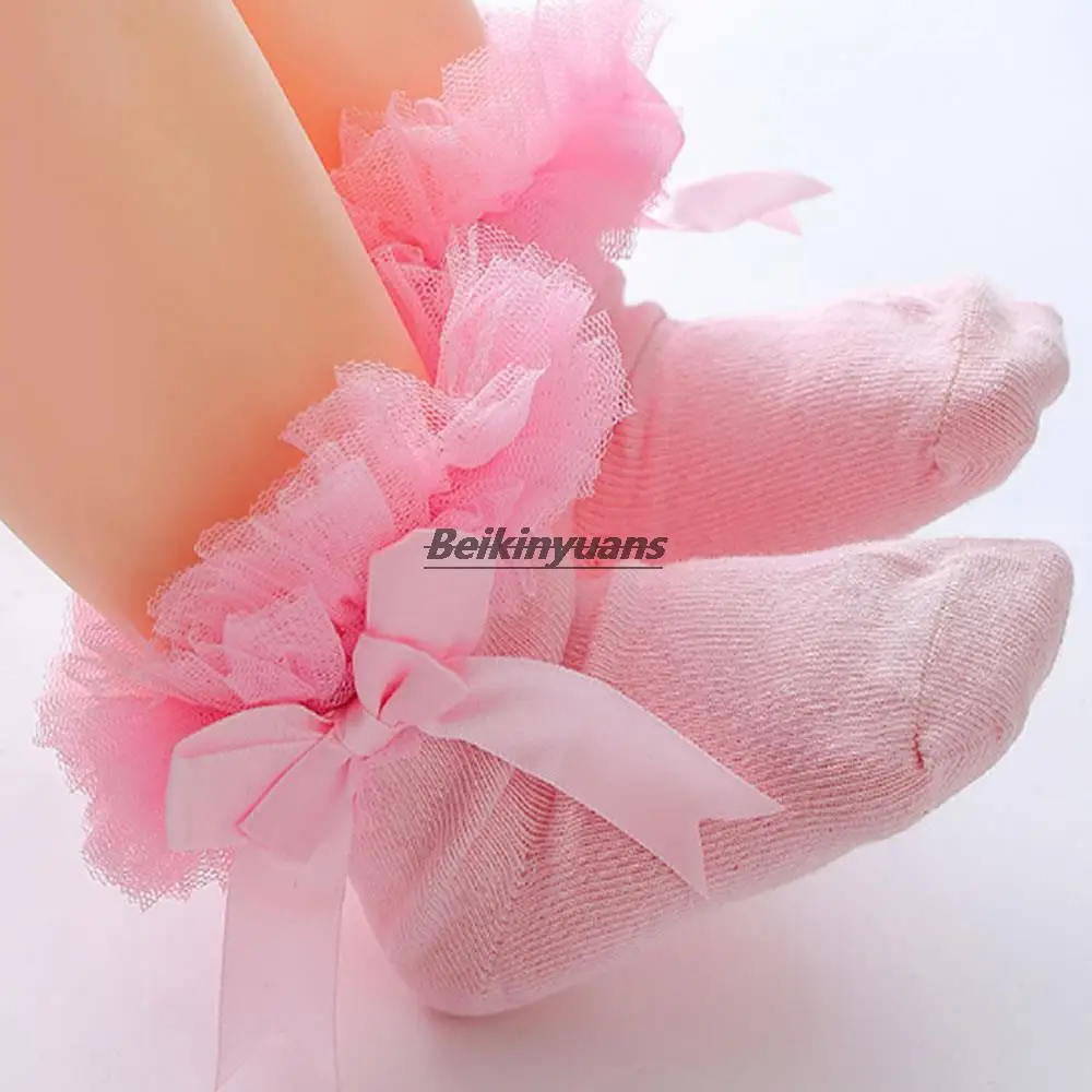 Новые кружевные танцевальные носки для девочек носки принцессы с корейским бантом весенние, осенние и зимние детские носки детские носки 1