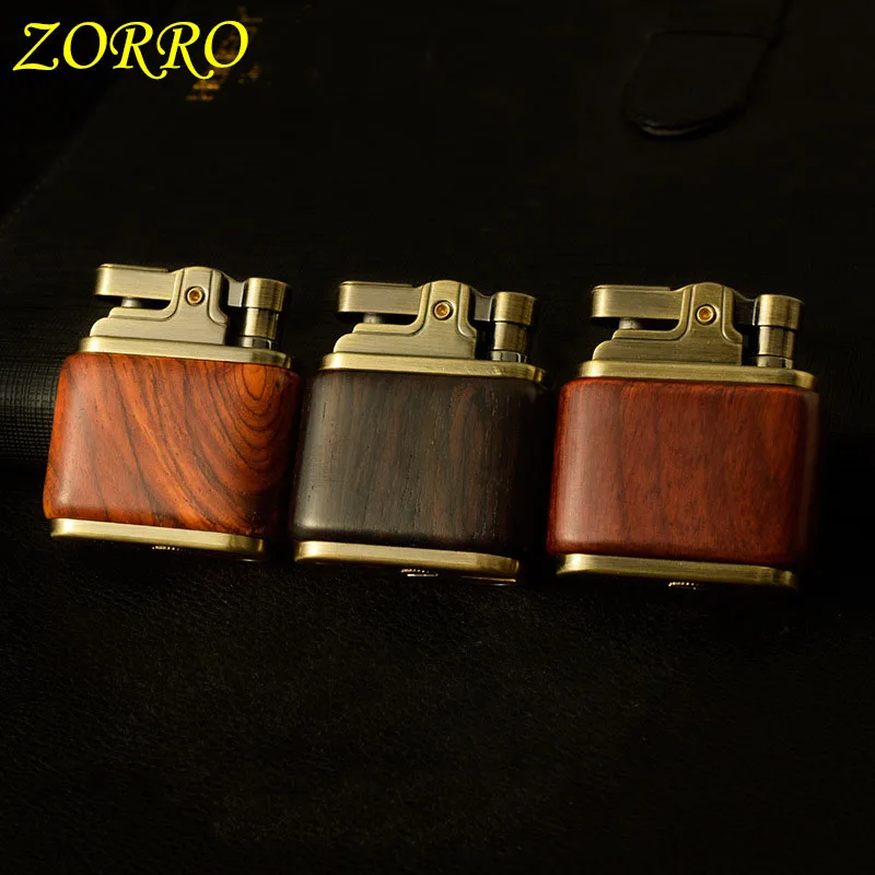 Новая медная керосиновая зажигалка Zorro в деревянном корпусе ручной работы Винтажная Ностальгическая Зажигалка Мужской подарок Аксессуары для курения 3