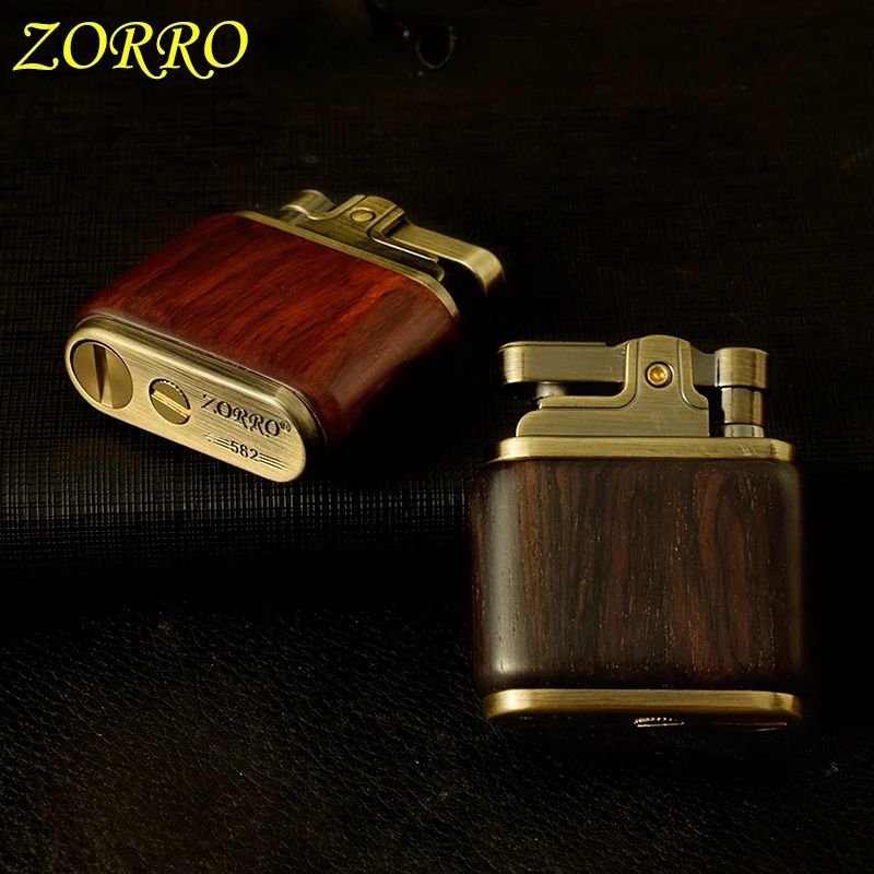 Новая медная керосиновая зажигалка Zorro в деревянном корпусе ручной работы Винтажная Ностальгическая Зажигалка Мужской подарок Аксессуары для курения 4