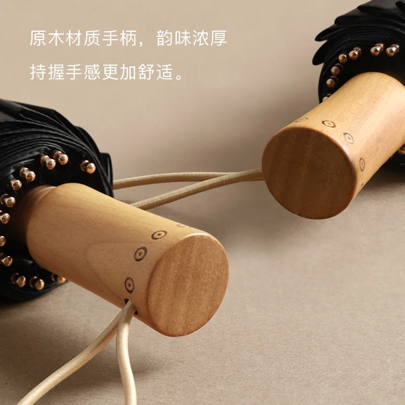 Ретро Ветрозащитный трехстворчатый зонт с защитой от ультрафиолета, 16 ребер, деревянная ручка, китайский классический зонт для женщин, мужской зонтик в подарок 2
