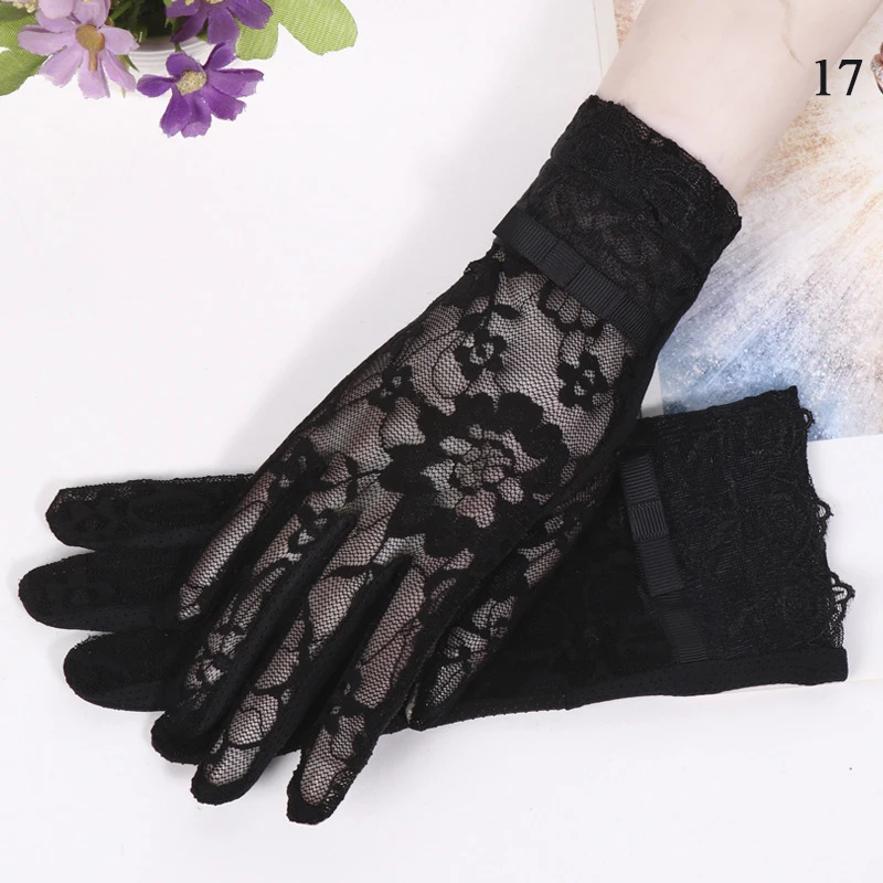 Сексуальные Прозрачные кружевные женские перчатки из флоала, Черная сетчатая тюлевая перчатка, Весна-лето, Тонкие перчатки, Солнцезащитный крем, женские перчатки для вождения 2