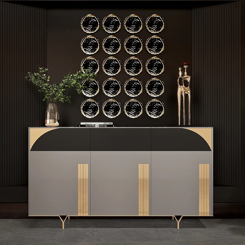 Итальянский минималистичный обеденный шкаф rock board в легком роскошном стиле и минималистичный шкаф для хранения в прихожей гостиной 2