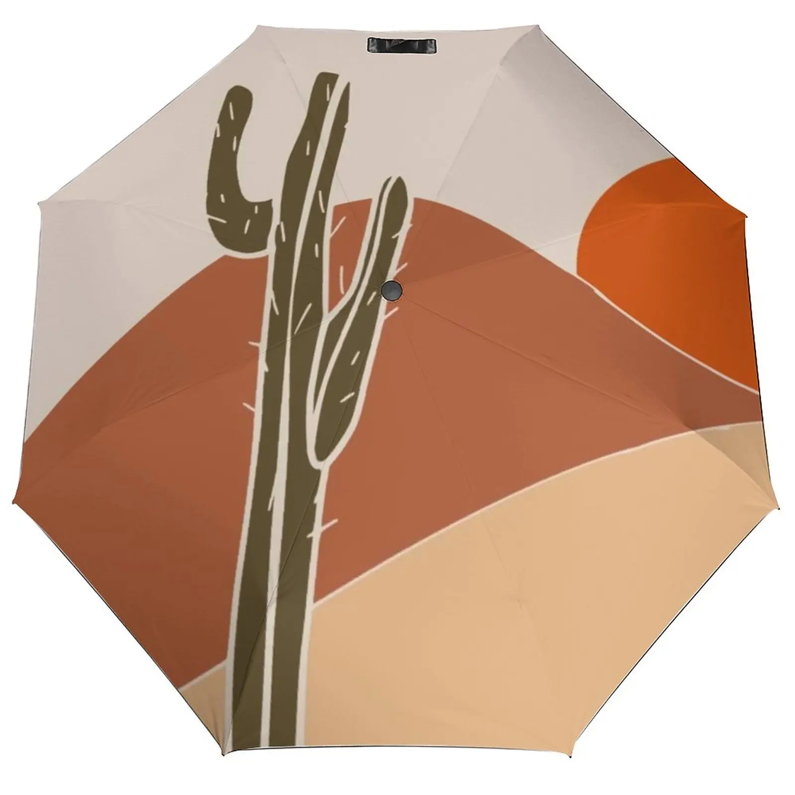 Мультяшный 3-х кратный автоматический зонт в стиле ретро Cactus Sunset, легкий зонт с ветрозащитной защитой от ультрафиолета, Зонты для мужчин и женщин 2