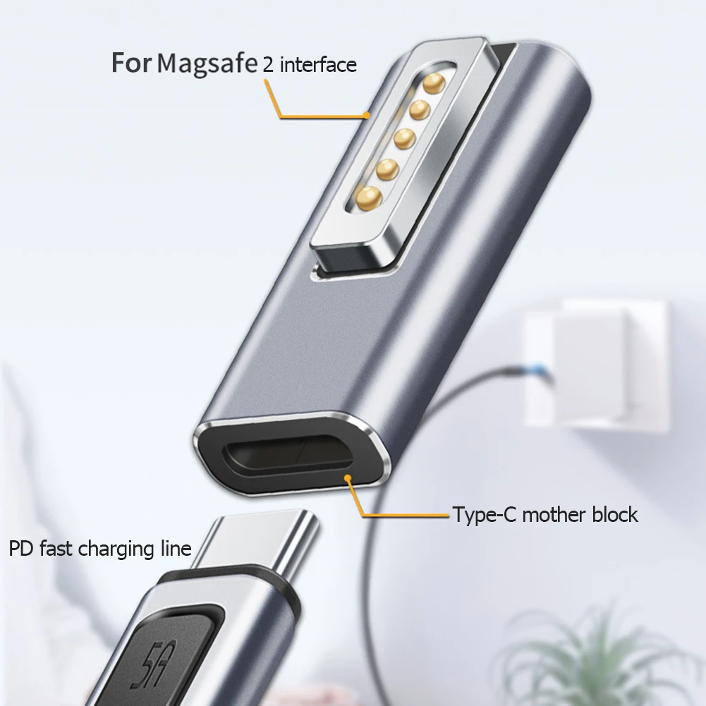 Разъем адаптера питания преобразователя Type C Магнитный USB-адаптер PD для Apple Magsafe 1/2 MacBook Pro Plug 1