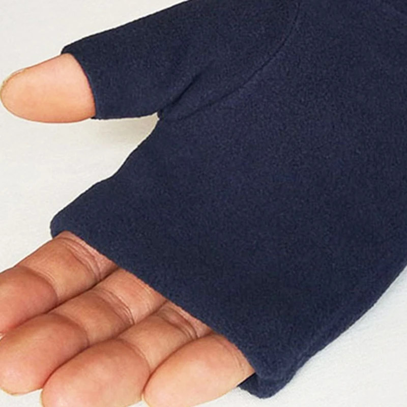 Зимние мужские перчатки для бега на полпальца, мужские женские флисовые теплые варежки без пальцев с сенсорным экраном, Ветрозащитные Бархатные перчатки для вождения 5