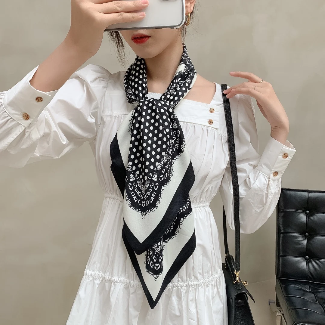 Весенний шарф, женский шарф роскошного дизайна, Шелковый гладкий шарф, Мягкая мусульманская повязка на голову, пляжная шаль 90x90 см 3