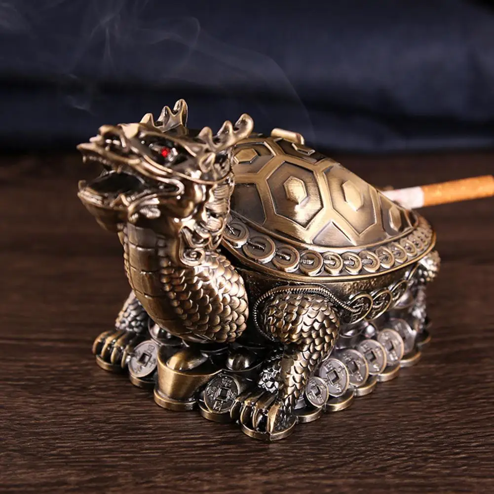 Удобная пепельница для курения, трудно выцветающая Пепельница, легкая глянцевая Элегантная пепельница в форме черепахи-дракона 2