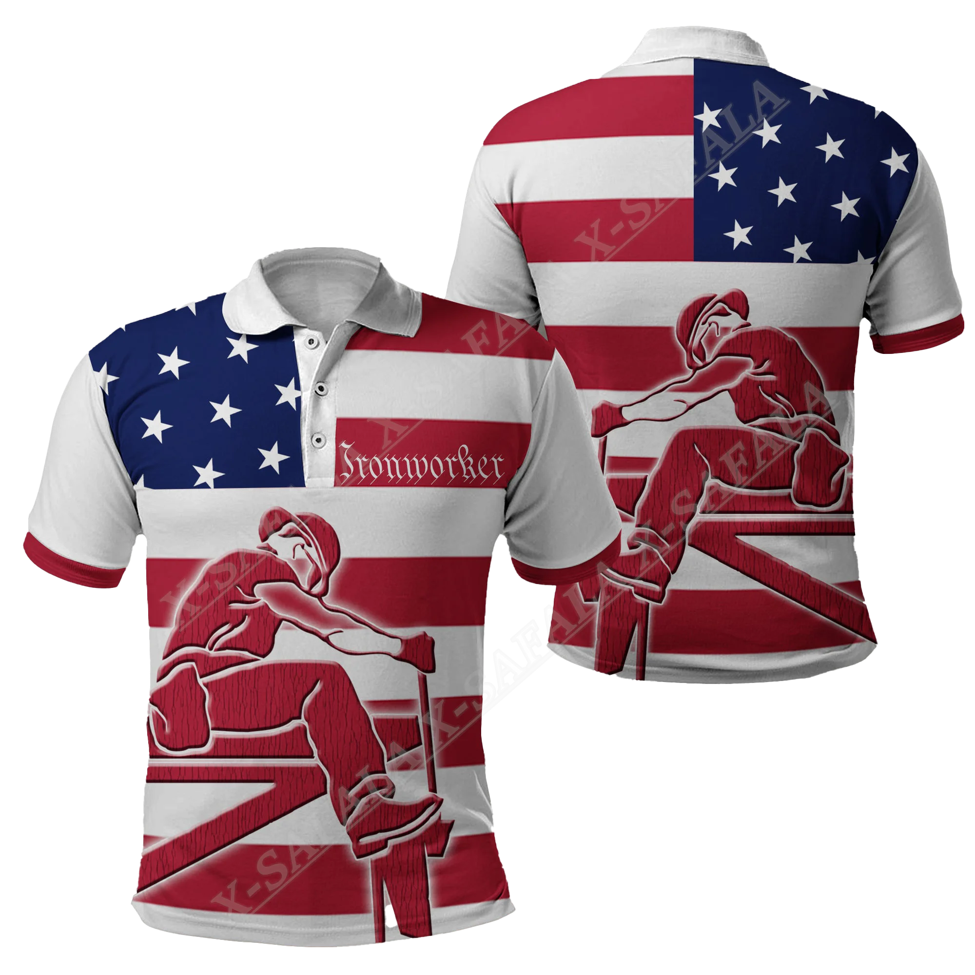 Strong American Ironworker Steelworkers, Мужская футболка-поло с 3D-принтом, одежда с короткими рукавами, повседневный топ, Новая летняя модная одежда 1