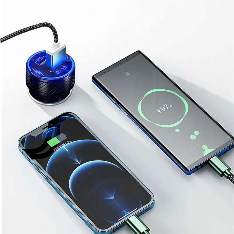 48 Вт PD USB Автомобильное зарядное устройство Type C Quick Charge QC3.0 Автомобильный разветвитель для быстрой зарядки для iPhone Samsung Huawei USB адаптер освещения 2