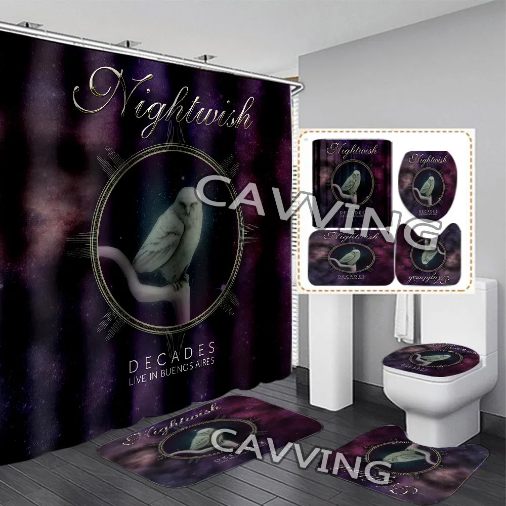 3D-занавески для душа Nightwish Band, водонепроницаемая занавеска для ванной, противоскользящий набор ковриков для ванной, туалетные коврики, Carpet Home Decor T03 0