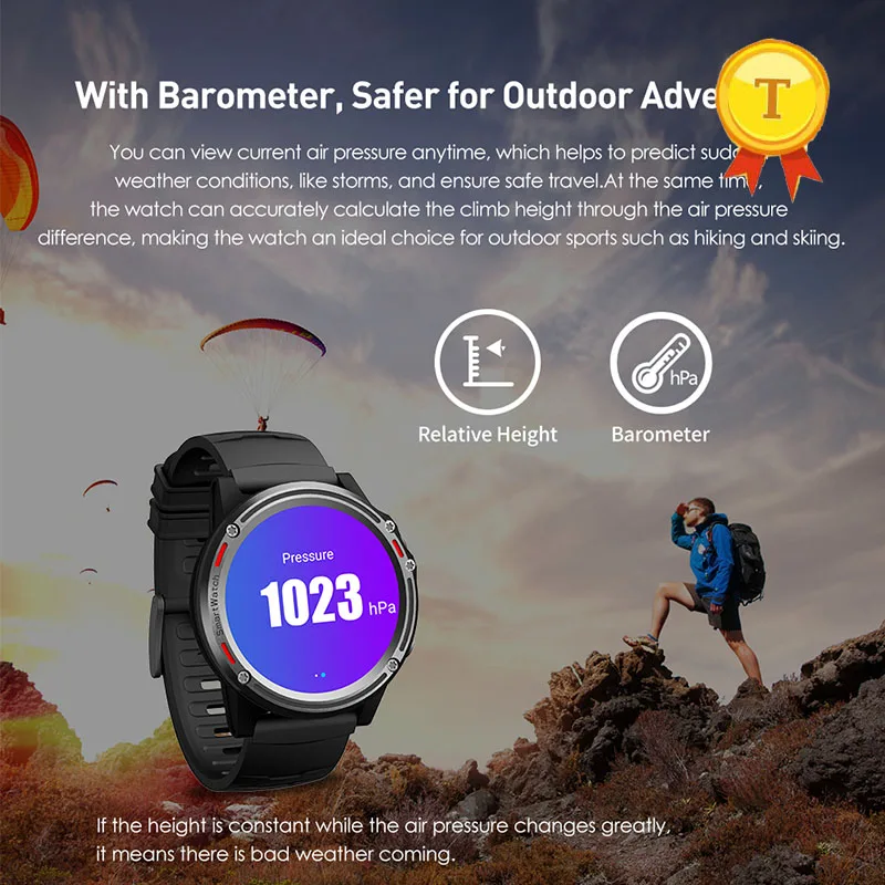 2019 самый продаваемый модный 4g sim wifi спортивный смартфон-часы мужские для мониторинга сердечного ритма с Альтиметром, барометром, gps, картой Google 0