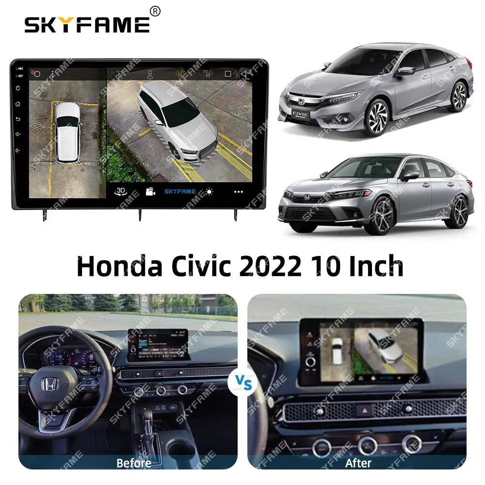 SKYFAME Автомобильный адаптер для передней панели Android-радио, комплект монтажной панели для Honda Civic 4