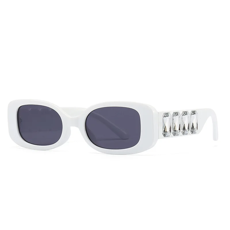 Новые модные прямоугольные солнцезащитные очки женские Солнцезащитные очки с большим бриллиантом в маленькой оправе для мужчин, винтажные квадратные очки с UV400 оттенками 4