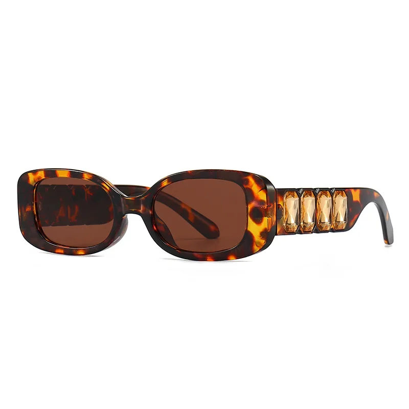 Новые модные прямоугольные солнцезащитные очки женские Солнцезащитные очки с большим бриллиантом в маленькой оправе для мужчин, винтажные квадратные очки с UV400 оттенками 5