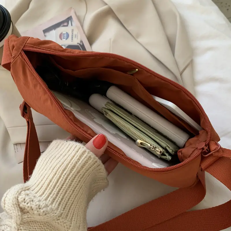 Женская сумка-мессенджер простого дизайна, модные женские нейлоновые бродяги, маленькие сумки через плечо, винтажные женские сумки для девочек, тканевые сумки 5