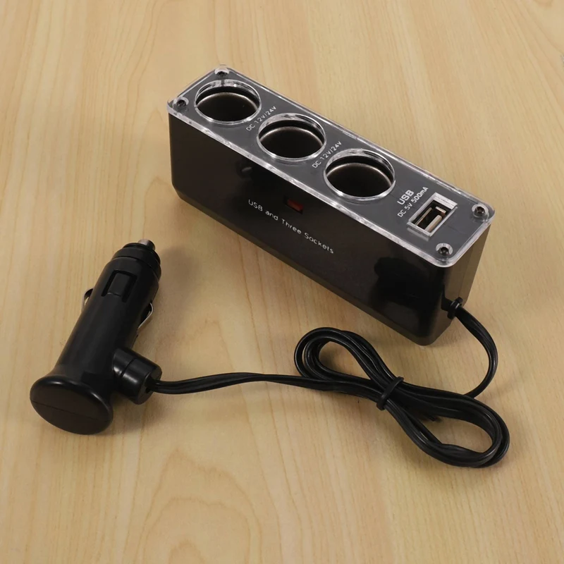 2X 3-Полосная Многофункциональная Розетка Автомобильного Прикуривателя, Разделитель USB-Штекера, Зарядное Устройство Постоянного Тока 12 В/24 В, Тройной Адаптер С USB-Портом 5