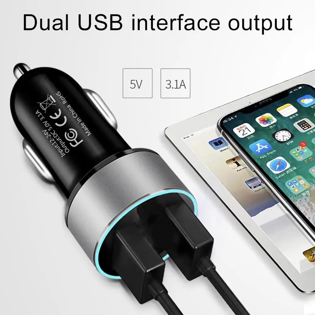 Автомобильное зарядное устройство USB Полезное компактное автоматическое зарядное устройство с защитой от помех 3.1A 2 USB с высокоскоростной зарядкой для внедорожника Tuck 5