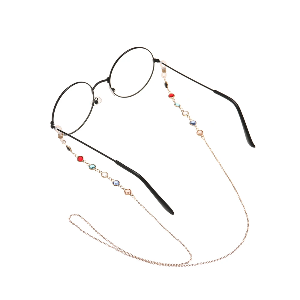 1ШТ Модные золотые солнцезащитные очки из нержавеющей стали 75 см, ремешок для очков, ожерелье, разноцветная цепочка для очков, шнур для чтения 0