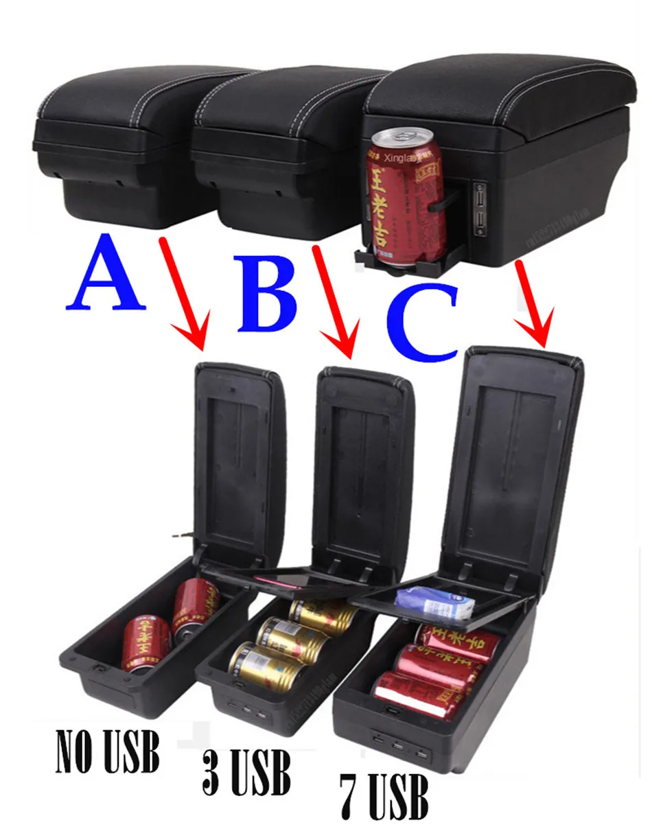 Для Skoda Citigo VW UP Коробка для подлокотников Seat Mii Центральный ящик для хранения, предназначенный для дооснащения салона автомобильными аксессуарами USB 2