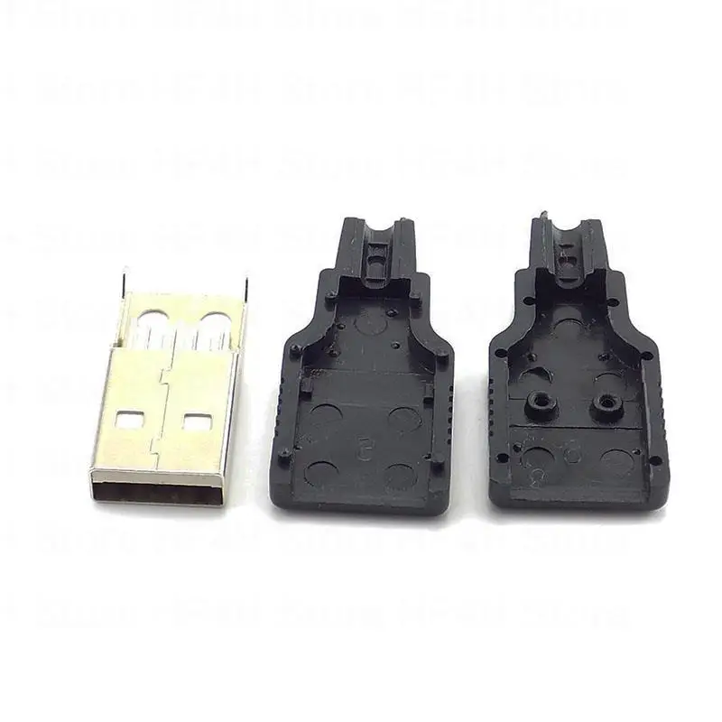 3 в 1 Разъем USB типа A с разъемом 2.0, 4-контактный штекер с черной пластиковой крышкой, разъем типа пайки DIY B4 1