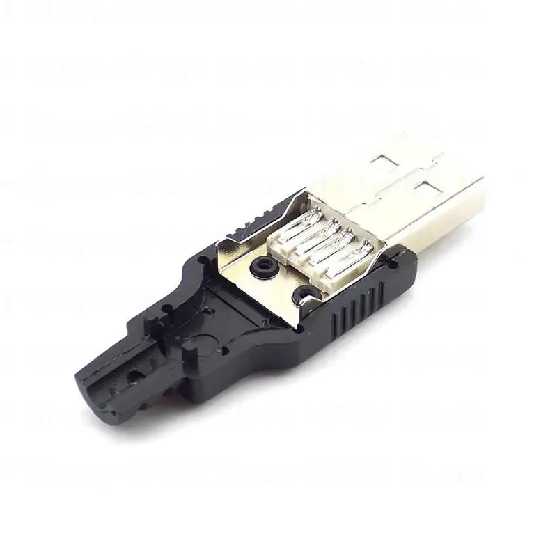 3 в 1 Разъем USB типа A с разъемом 2.0, 4-контактный штекер с черной пластиковой крышкой, разъем типа пайки DIY B4 2