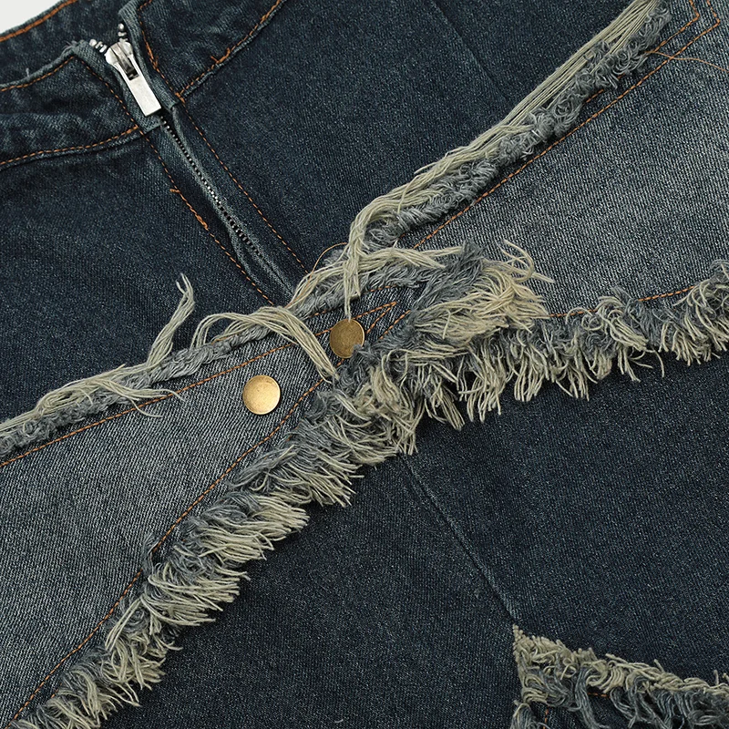 Винтажные джинсовые шорты Harajuku с функциональным вышитым звездным узором, мужские повседневные шорты оверсайз, студенческие брюки Y2K 2