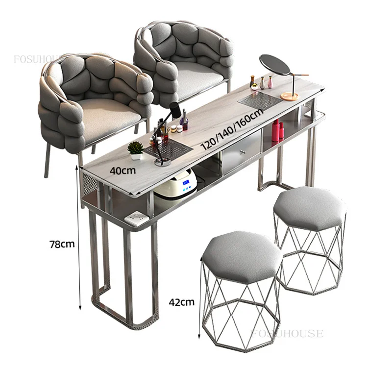 Японский маникюрный стол, роскошная салонная мебель, профессиональный маникюрный стол и набор стульев, двойной маникюрный стол с пылесосом 5