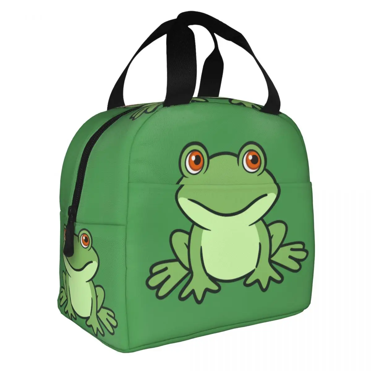 Изготовленная на заказ Милая Зеленая лягушка, сумка для ланча, Кулер, Термоизолированные Ланч-боксы для женщин, детей, школы, работы, пикника, Контейнер для еды 1