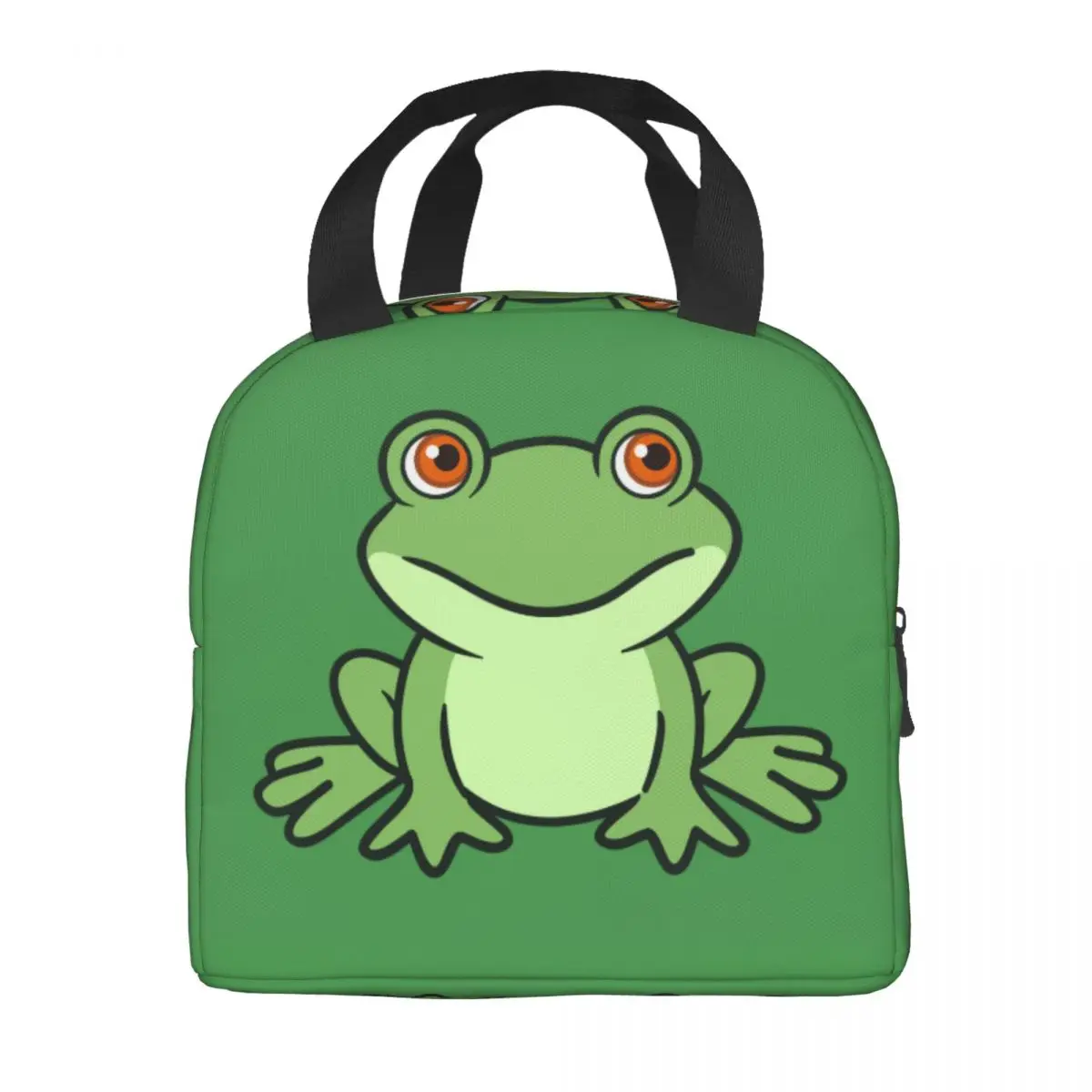 Изготовленная на заказ Милая Зеленая лягушка, сумка для ланча, Кулер, Термоизолированные Ланч-боксы для женщин, детей, школы, работы, пикника, Контейнер для еды 2