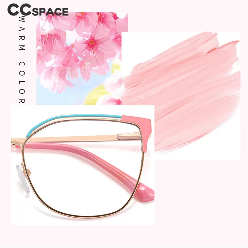 53363 Новые модные металлические оптические очки для женщин с защитой от синего света, весенние ножки, Розовые очки, Компьютерные очки 3