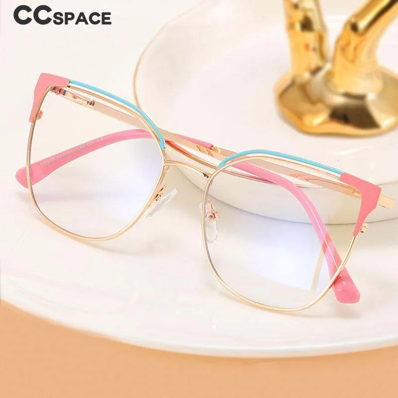 53363 Новые модные металлические оптические очки для женщин с защитой от синего света, весенние ножки, Розовые очки, Компьютерные очки 4
