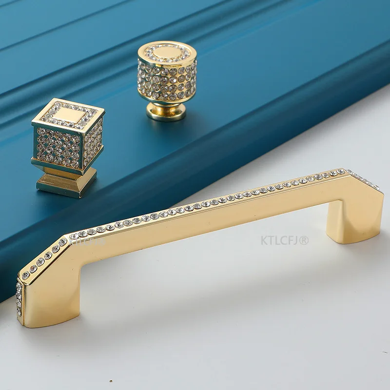 Ручка ящика шкафа из цинкового сплава Европейская мода Бриллиантовое Золото Мебельный шкаф Выдвижной шкаф Кухонная ручка 2