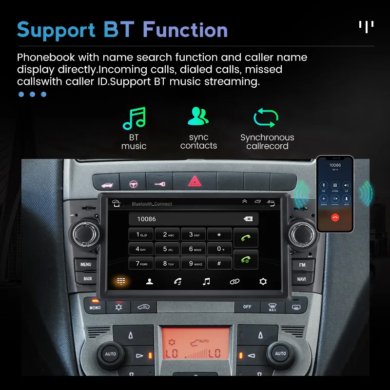 Автомагнитола 2 + 32 ГБ 1 din Android 12 Автомобильный стерео мультимедийный плеер для Fiat Grande Punto Linea 2007-2012 GPS Навигация Радио WiFi 3