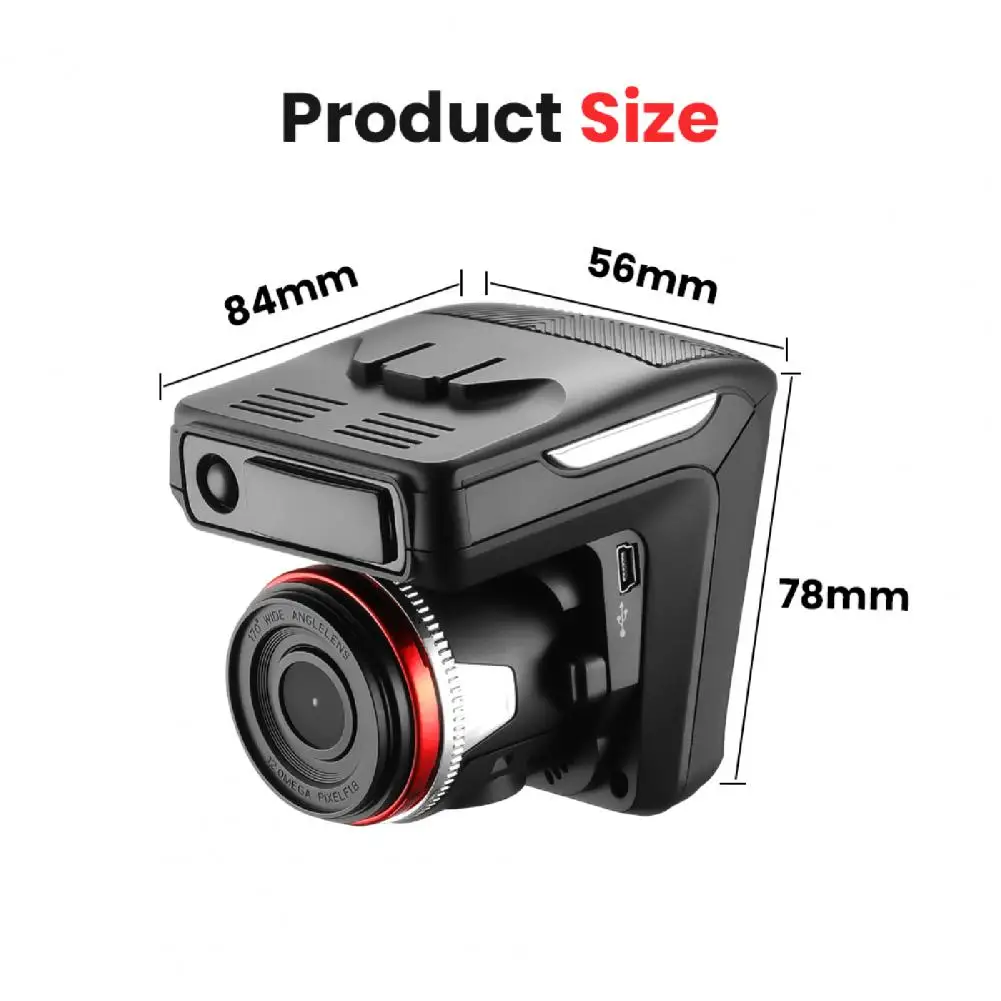 2 В 1 Автомобильная Приборная Камера Full HD 1080P Радар-Детектор Автомобильный Видеорегистратор Цифровой Видеомагнитофон Dash Cam G-сенсор Видеокамера Ночного Видения 5