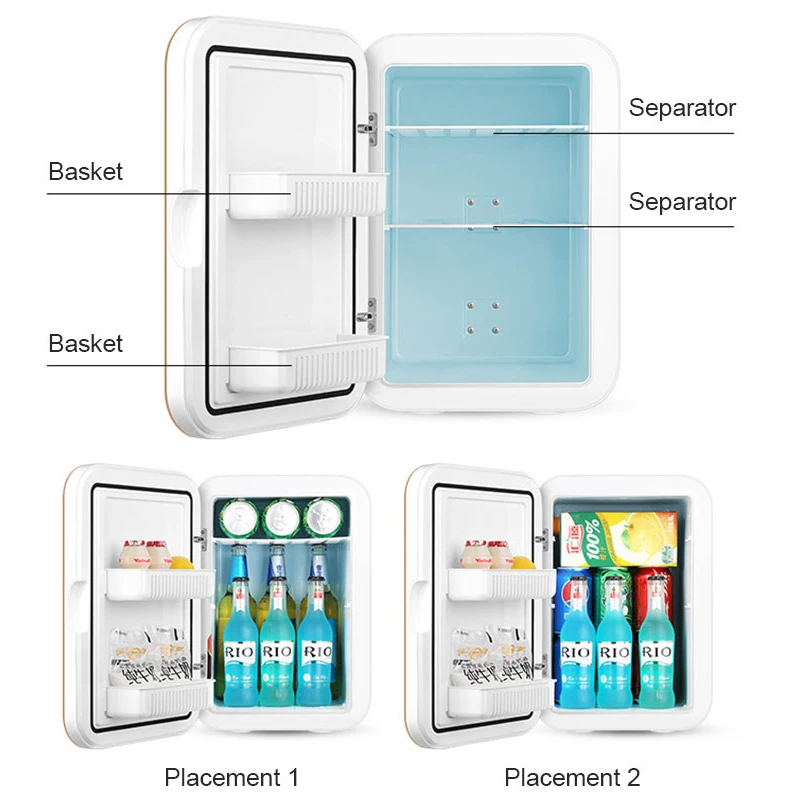 Мини-холодильник объемом 6 л /20 л, Портативный охладитель, Компактный холодильник для легкового автомобиля, кухни, домашнего использования, пикника, кемпинга, Бесшумный Морозильник 5