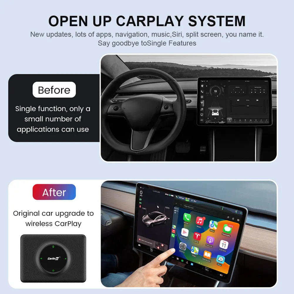 T2C Carlinkit Беспроводной CarPlay Android Auto Для Tesla Модель 3 Модель X Y Модель S Carplay Box WiFi BT Автомобильный Игровой Ключ OTA Онлайн 2