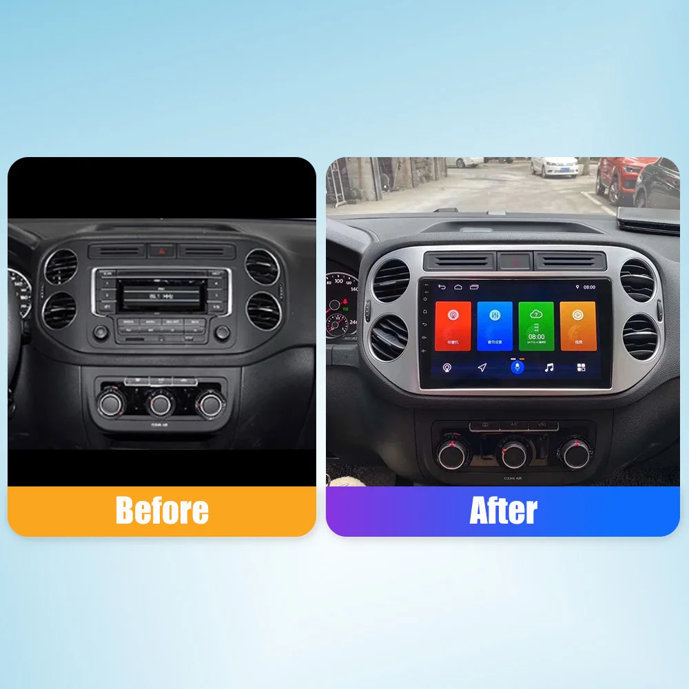 Автомагнитола для Tiguan 2010-2015 Восьмиядерный Android 10.0 Автомобильный DVD GPS Навигационный плеер Бесстекольная автомобильная стереосистема Головное устройство Радио 2