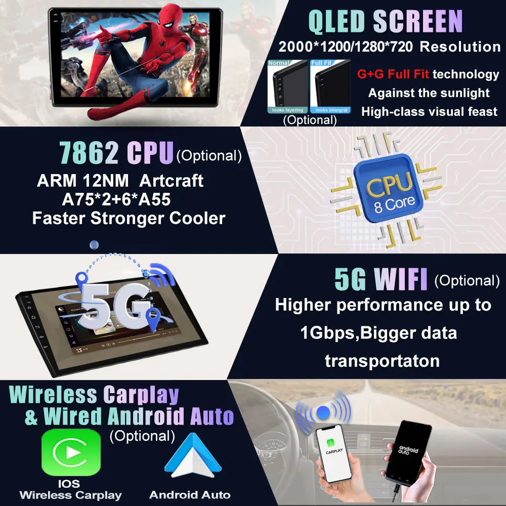Для Peugeot 3008 2009-2015 Android 13 QLED Экран Автомагнитолы Стерео Мультимедийный плеер 2Din 8 128 Г Carplay Авторадио Wi-Fi BT RDS 2