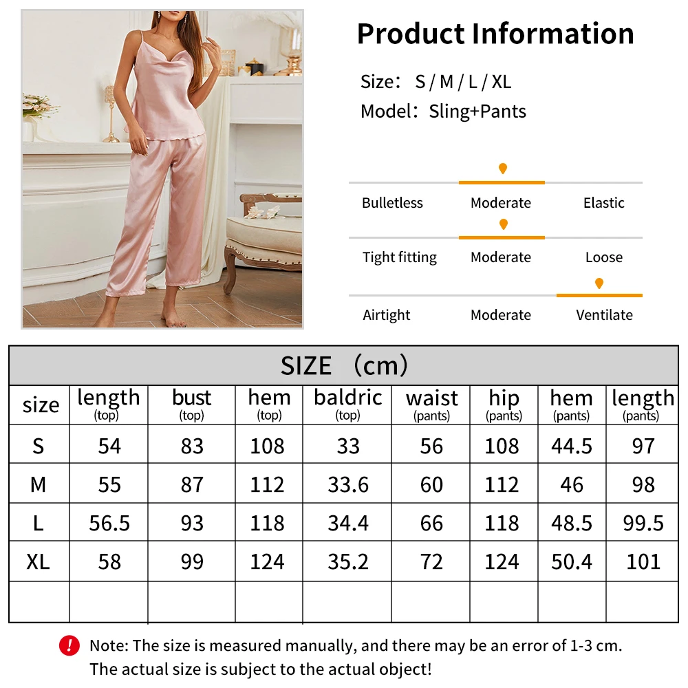 Комплект женской атласной пижамы из 2 предметов, сексуальная пижама с глубоким V-образным вырезом, топ-слинг + брюки, женская домашняя одежда, шелковые мягкие роскошные ночные рубашки, ночное белье 5
