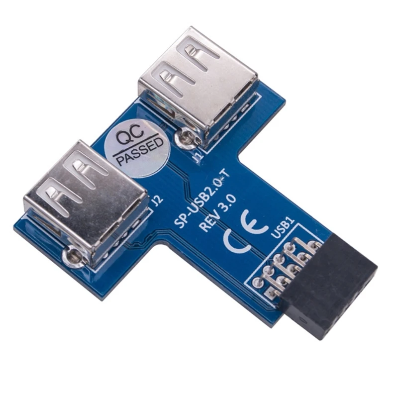 1ШТ 9-контактный USB-концентратор Разъемы USB 2.0 Материнская плата Интерфейс USB 9Pin Разделитель заголовка 1-2 удлинительных кабеля Адаптеры Прямая поставка 2