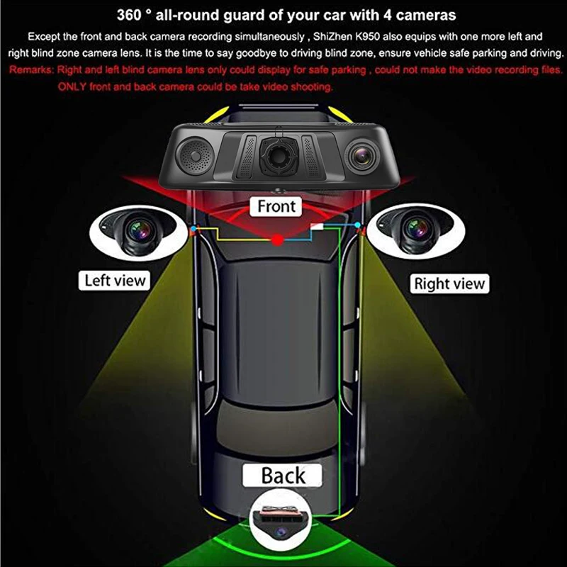 4-Канальное 10-дюймовое 4G Android 5.1 Зеркало заднего вида с потоковым мультимедиа GPS Navi Dash Cam Камера Видеомагнитофона Автомобильный видеорегистратор ADAS Super Night 2