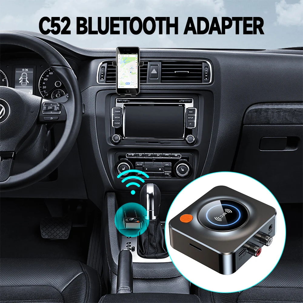 Аудиоадаптер C52 TV Receiver Bluetooth-совместимый Индукционный Двухканальный NFC Качество звука Без Потерь Без задержки 4шт В час-best 0