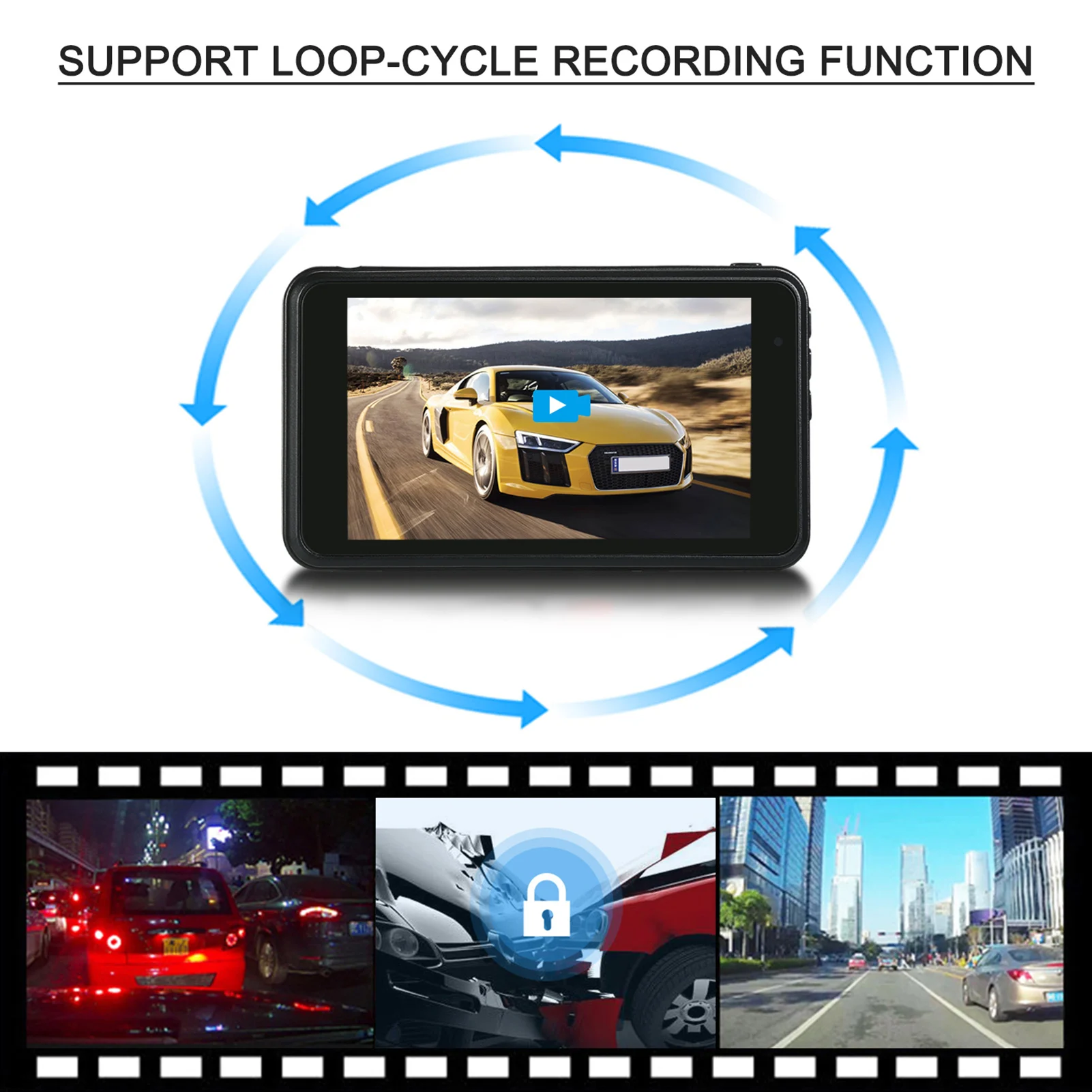 1080P FHD Автомобильный Видеорегистратор 4-дюймовый Регистратор Для Вождения Автомобиля, Двухобъективная Автомобильная Видеокамера, Циклическая Запись G-сенсора 0