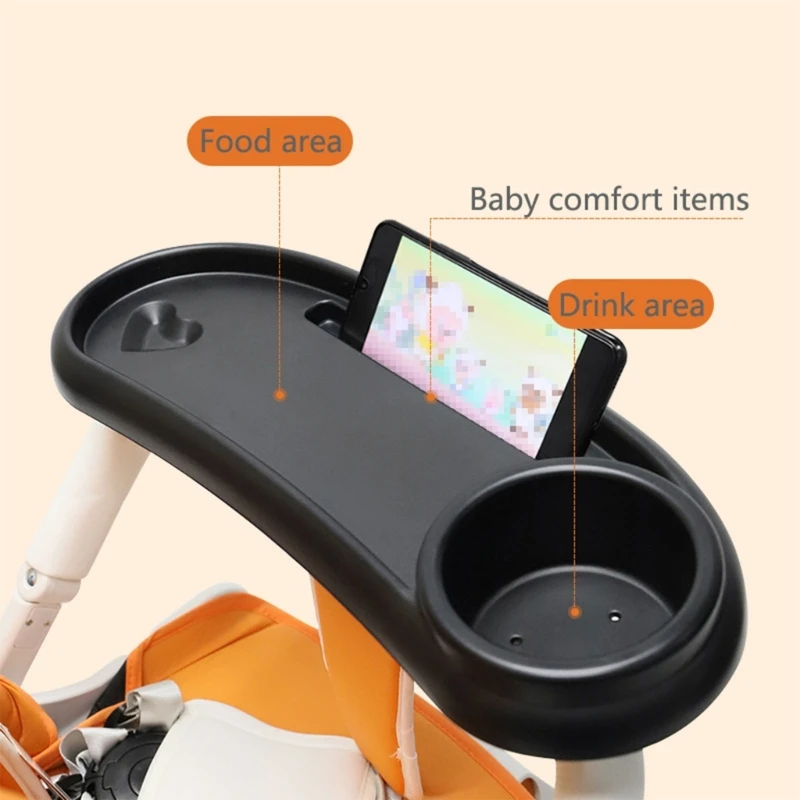 Увеличенный детский лоток с набором крючков Универсальный лоток для хранения в перегородке коляски Детский лоток Подлокотник Черный 0