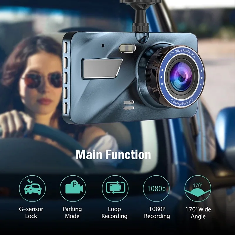 2-объективная видеорегистраторная камера 1080P, камера переднего и заднего вида, камера ночного видения HD для вождения автомобиля, видеорегистратор, камера наблюдения за автомобилем 2