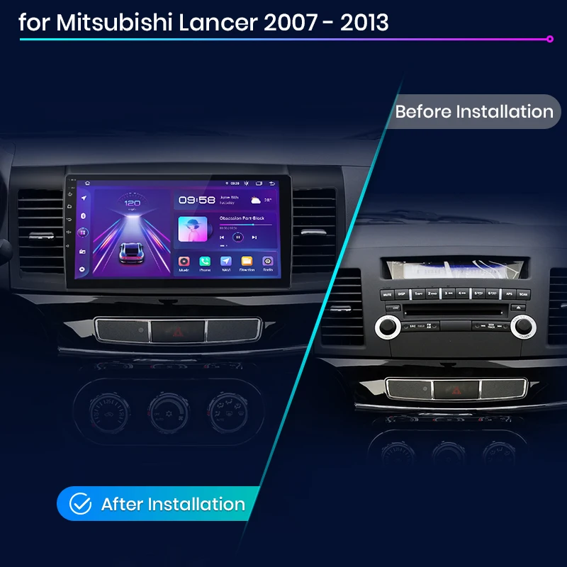 Junsun V1 AI Voice Wireless CarPlay Android Авторадио для Mitsubishi Lancer 10 2007-2013 4G Автомобильный Мультимедийный GPS 2din автомагнитола 1