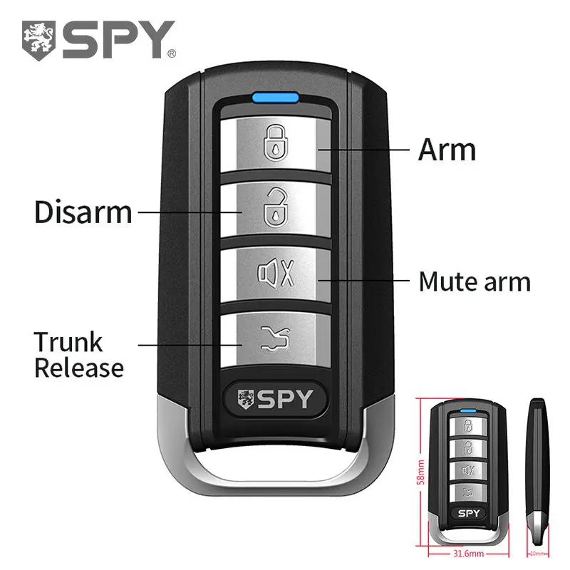 Универсальная односторонняя автомобильная сигнализация SPY Вход без ключа Автоматический Старт Стоп Интеллектуальная сигнализация с двумя пультами дистанционного управления 2