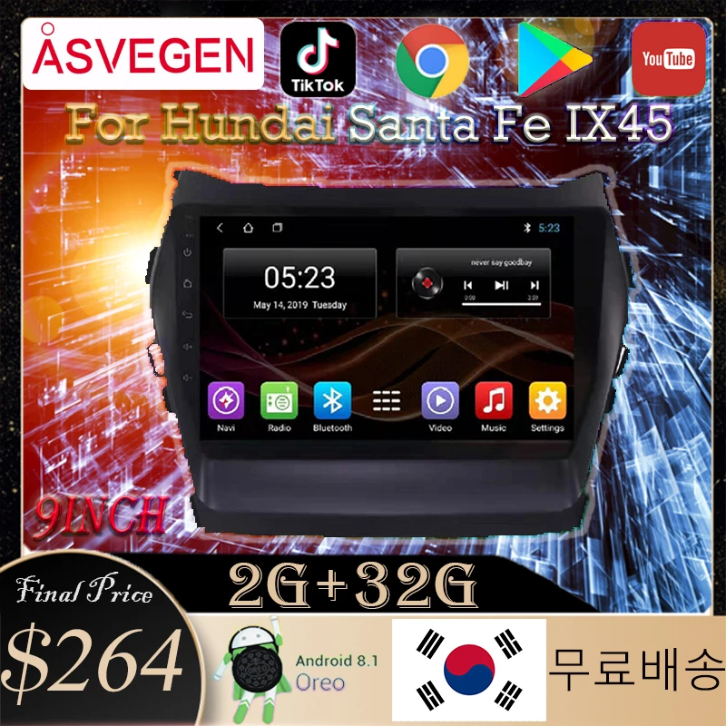Автомобильные мультимедийные плееры Android 8.1 Авторадио GPS Навигация Стерео музыка аудио для Hyundai Santa Fe IX45 Интеллектуальный навигатор 0