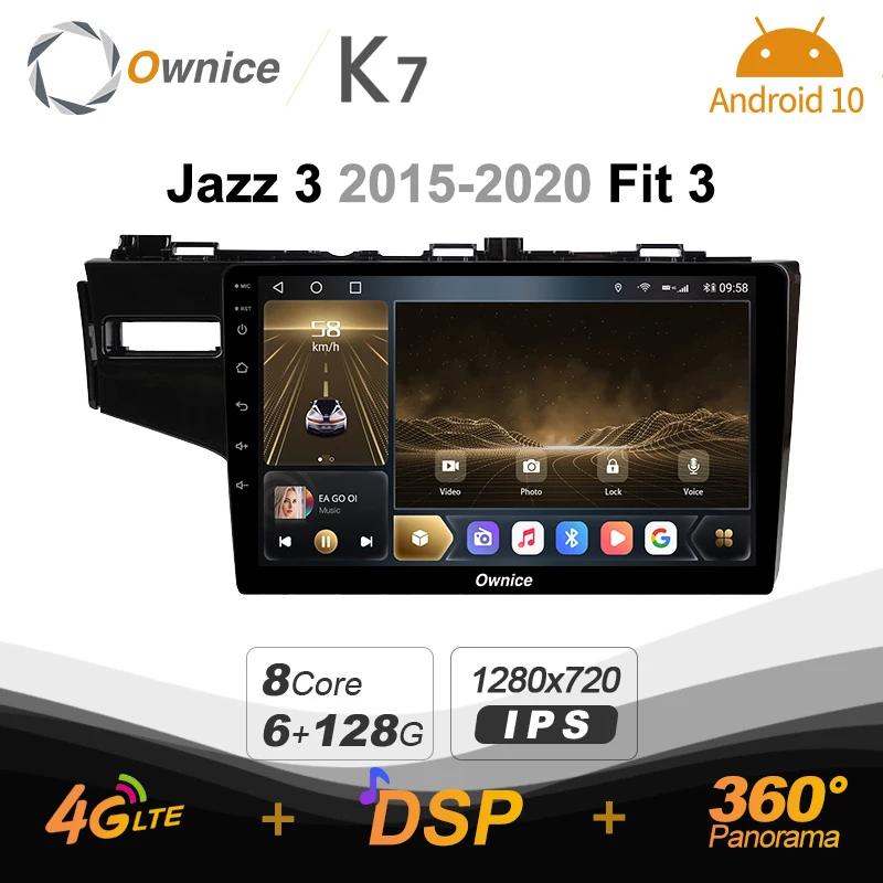 720P K7 6G + 128G Автомагнитола для Honda Jazz 3 2015-2020 Fit 3 android 10.0 BT 5.0 поддержка Лампы Внутренней атмосферы 360 4G LTE 0